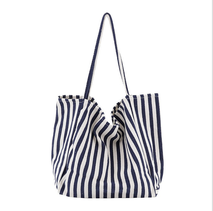 Striped Canvas Bags High Capacity Shoulder Bags For Women Fashion Shopper Handbags Casual Shopping Totes Hanzuva