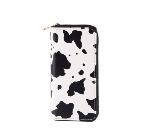 Cow Pattern Ladies Wallet PU Long Zipper