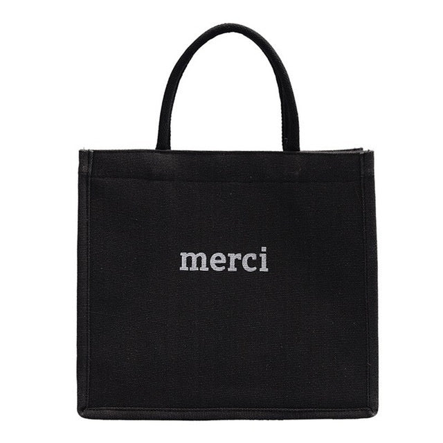 Korean printed letters cotton and linen bag Hanzuva