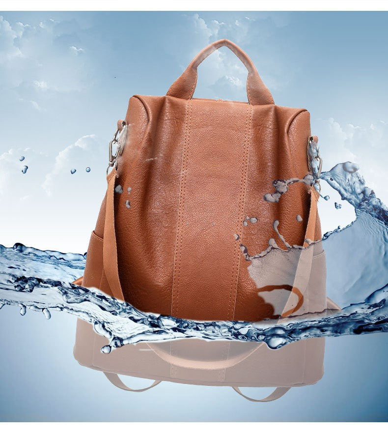 Women's solid color large capacity backpack Hanzuva