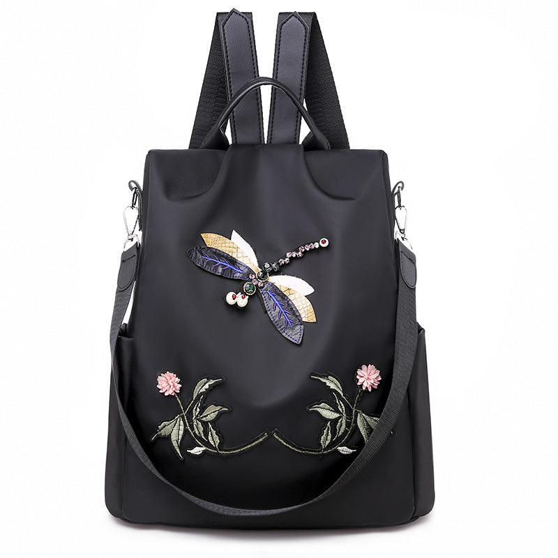 Oxford cloth embroidered Dragonfly Travel Backpack Hanzuva