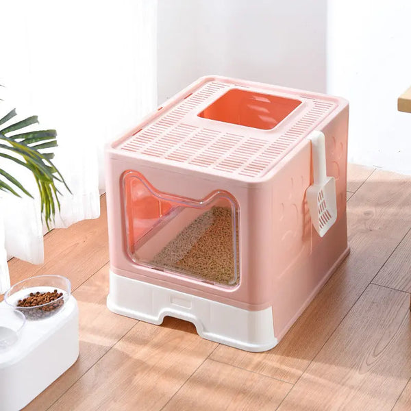 Fully Enclosed Odor-proof Drawer Foldable Cat Litter Basin Hanzuva