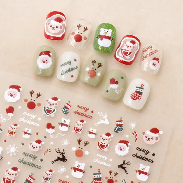 Nail Art Sticker Santa Claus Cartoon Hanzuva