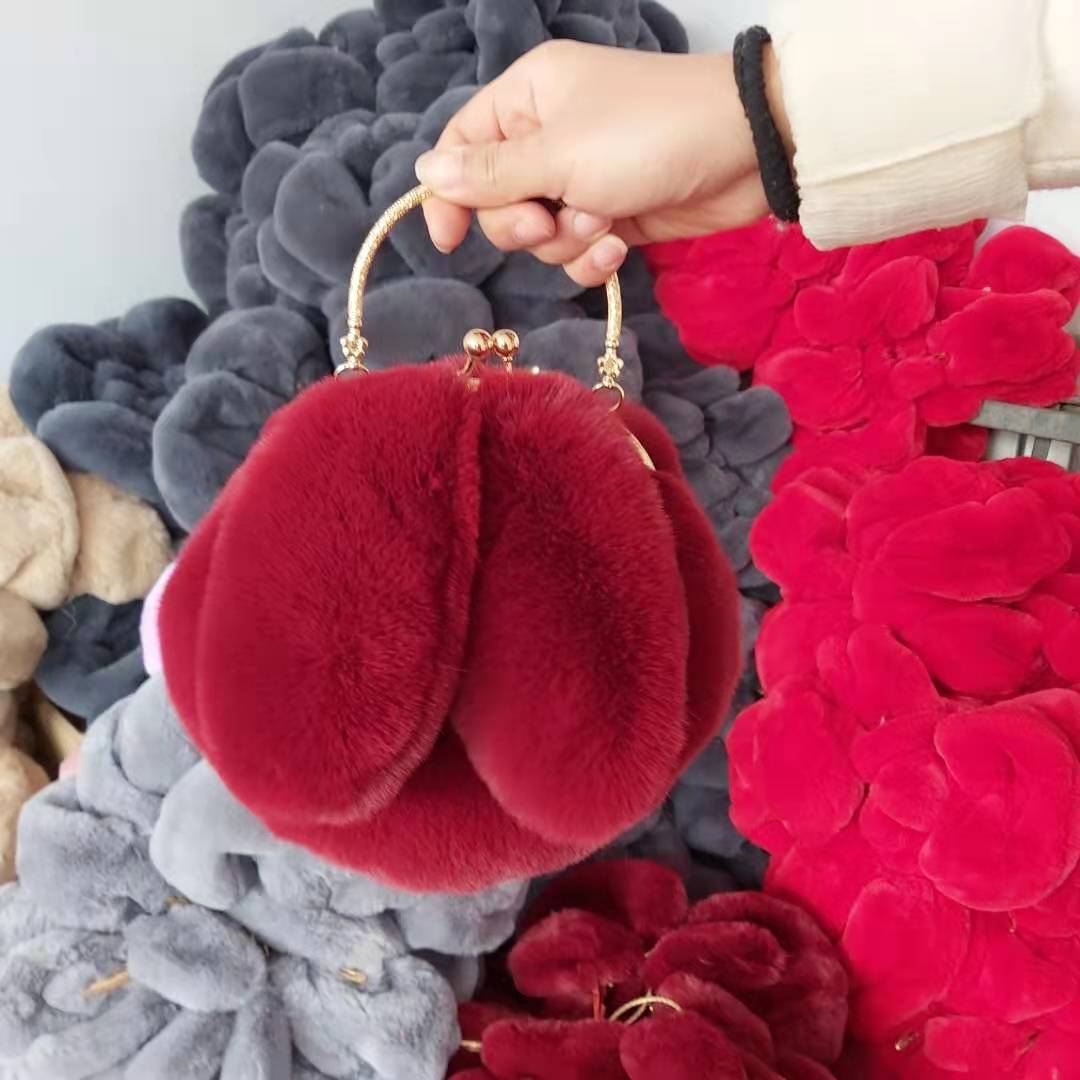 Fashion chain ear plush handbag Hanzuva