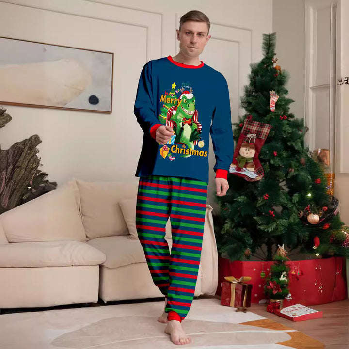 Tyrannosaurus Letter Christmas Tree Printing Parent-child Suit Pajamas Hanzuva