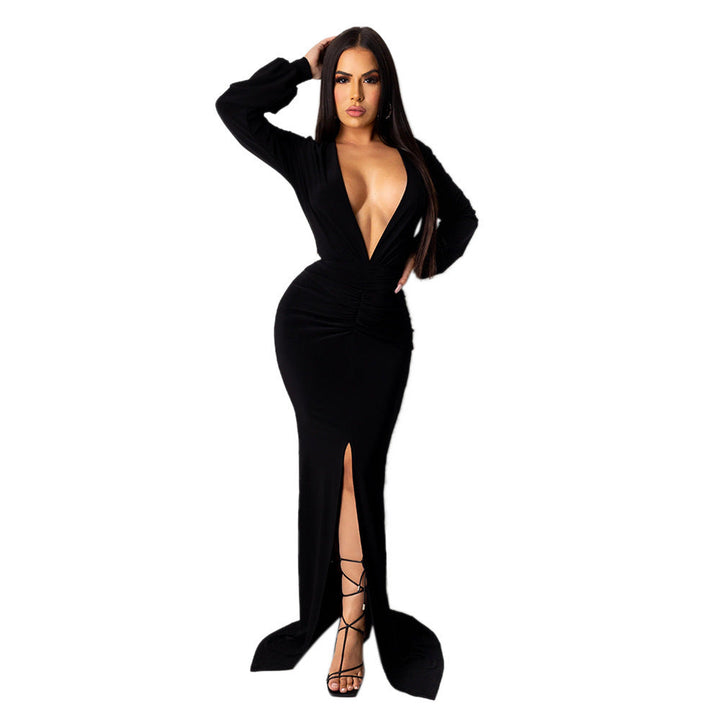 Women's Large V-neck Slim-fit Nightclub Evening Dress Hanzuva