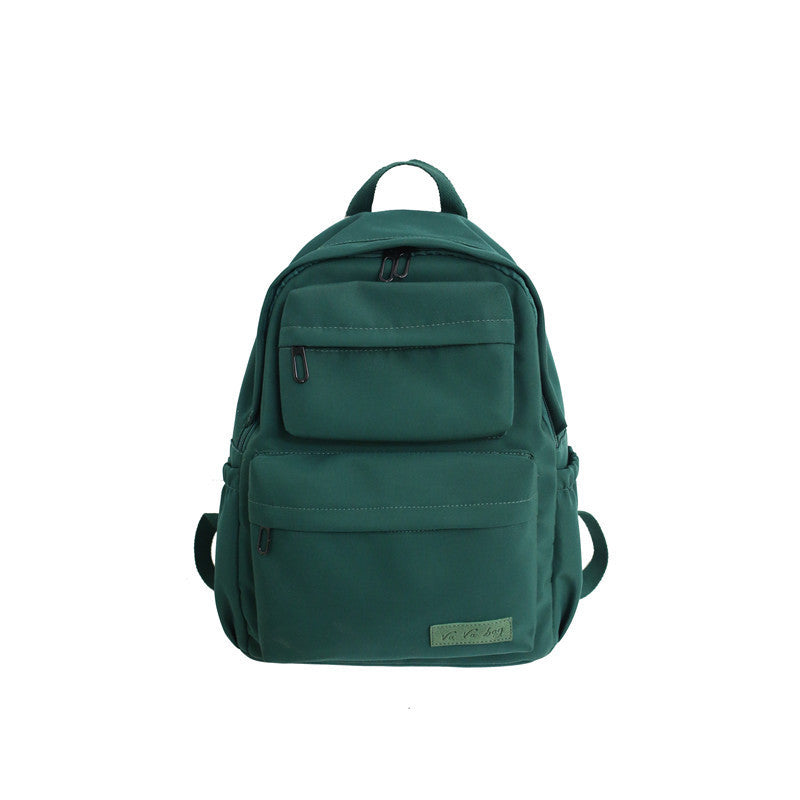 Backpack Student Schoolbag Female Korean Version Large-capacity Travel Leisure Solid Color Multi-layer Backpack