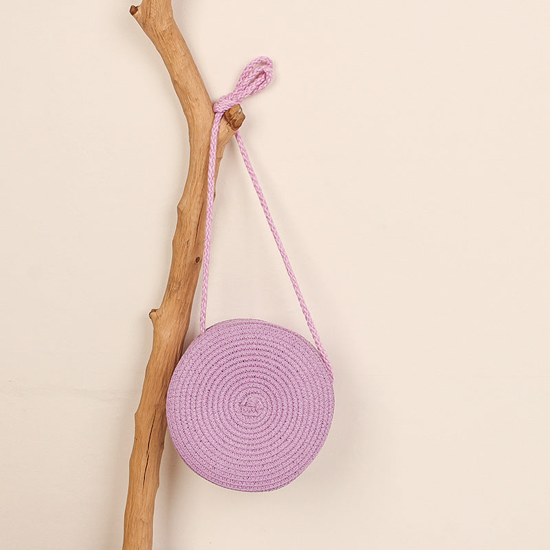 Solid Color Straw Phone Bag For Women