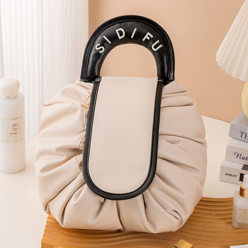 Portable Lazy Cosmetic Large Capacity Waterproof Wash Drawstring Type Beam Storage Bag Travel Portable Handbag