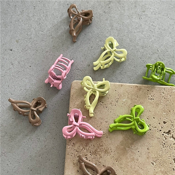 Color Bow Mini Side Bangs Small Jaw Clip Side Clip Princess Hair Claw Hanzuva