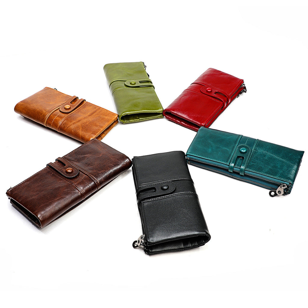 Top layer leather tri-fold wallet Hanzuva