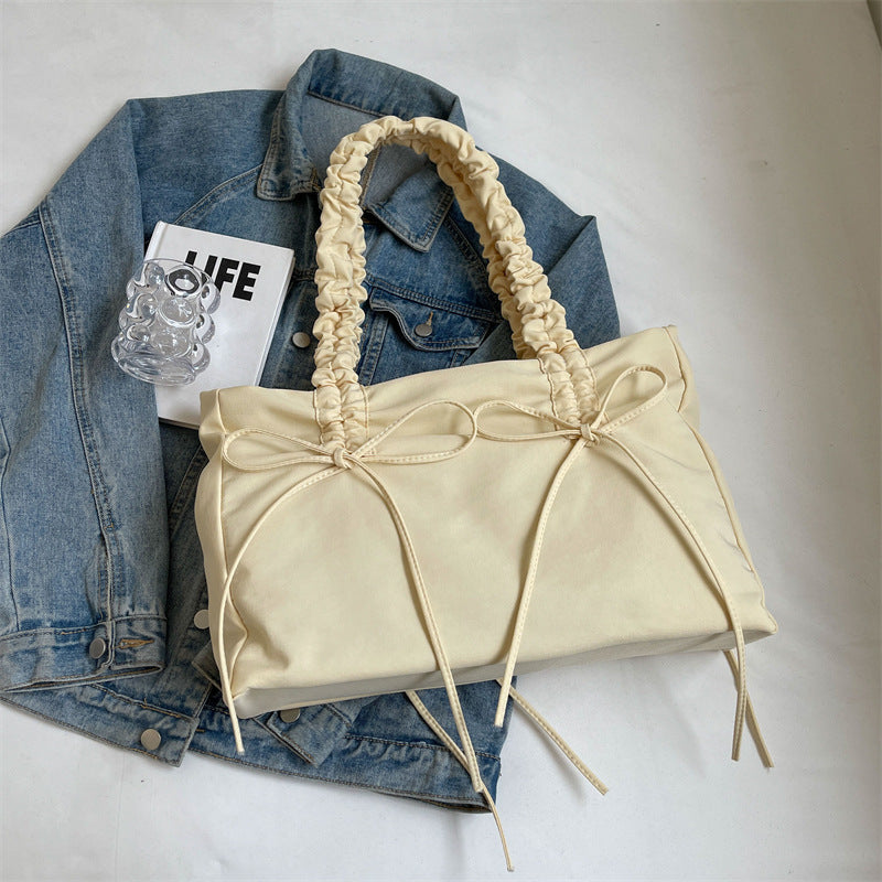 Pleated Large Capacity Bag Female Korean Style Simple And Casual Tote Bag Commuter Shoulder Bag