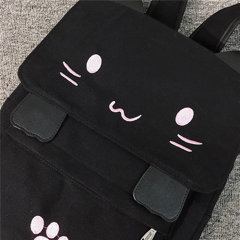 Cute Cat Canvas Backpack Hanzuva