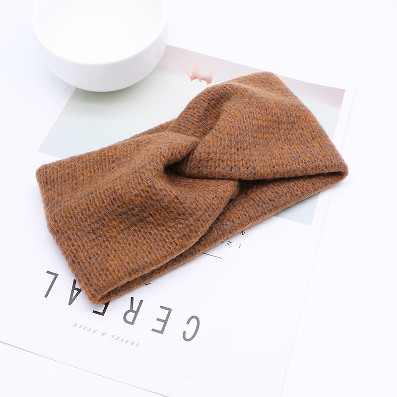 Woven Knitted Turban Headband Sweet And Versatile Wide-brim Headdress