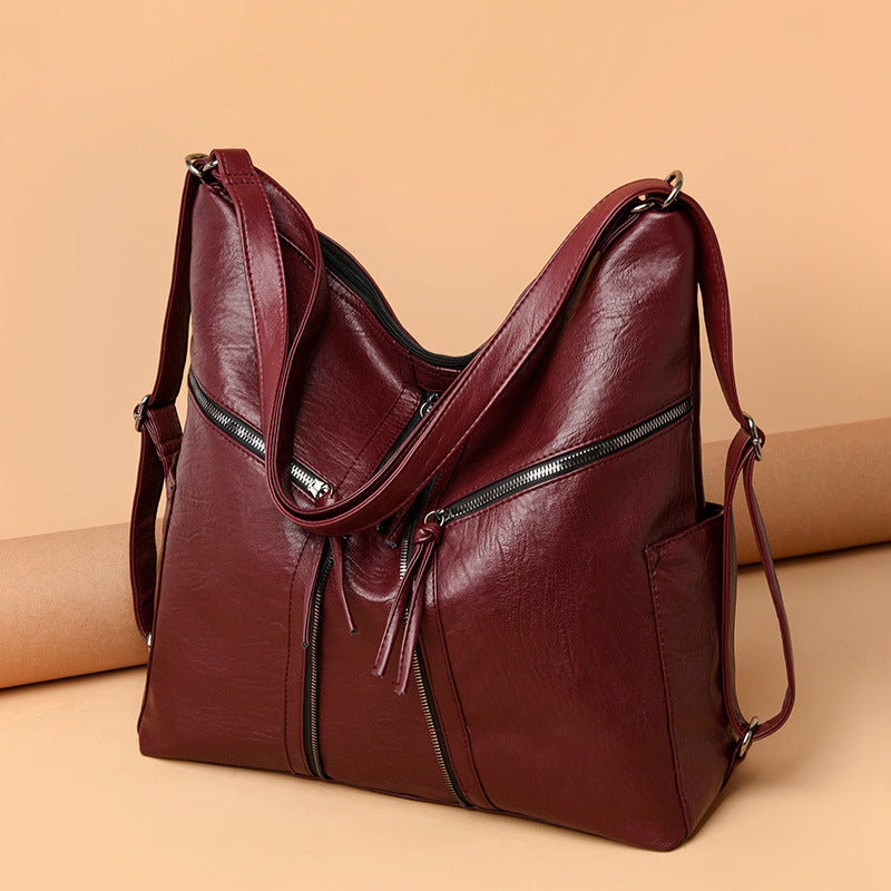 Soft Leather Versatile Leisure Shoulder Bag Multifunctional Backpack Hanzuva