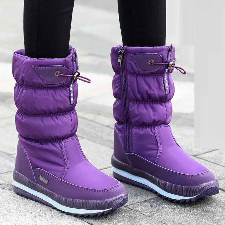 Winter New Plus Velvet Thick Cotton Shoes Thermal Middle Tube Waterproof Non-slip Boots Hanzuva