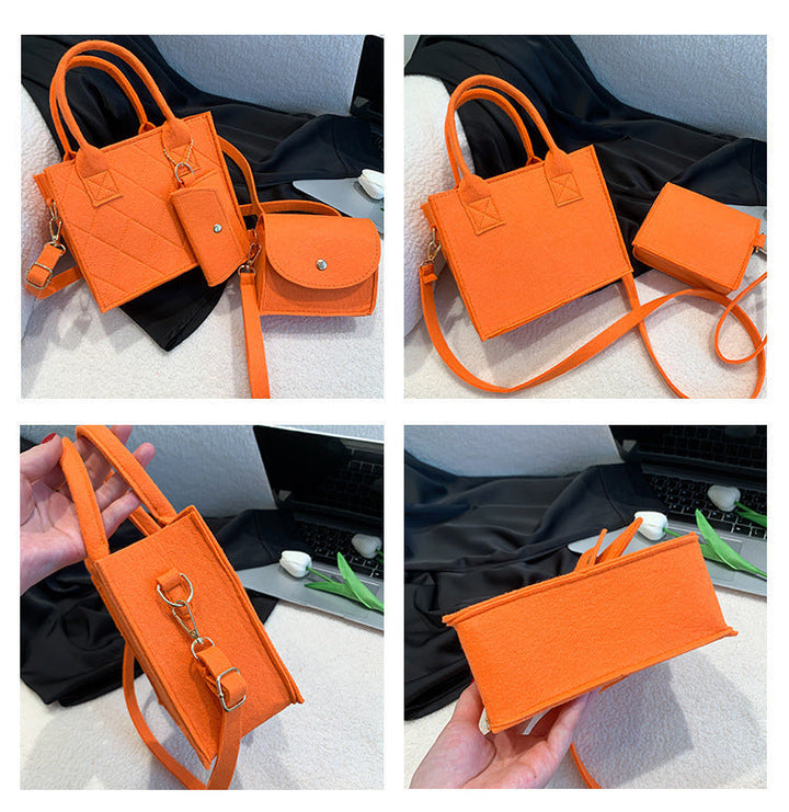 Felt Diamond Plaid Solid Color Portable Small Square Bag Hanzuva