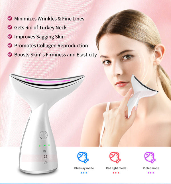 EMS Microcurrent Neck Face Beauty Device With 3 Colors LED Photon Therapy Skin Tighten Reduce Double Chin Face Lifting Devices Hanzuva