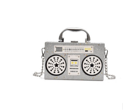 Sequins box bag radio handbag bright surface Harajuku wind Messenger bag Hanzuva