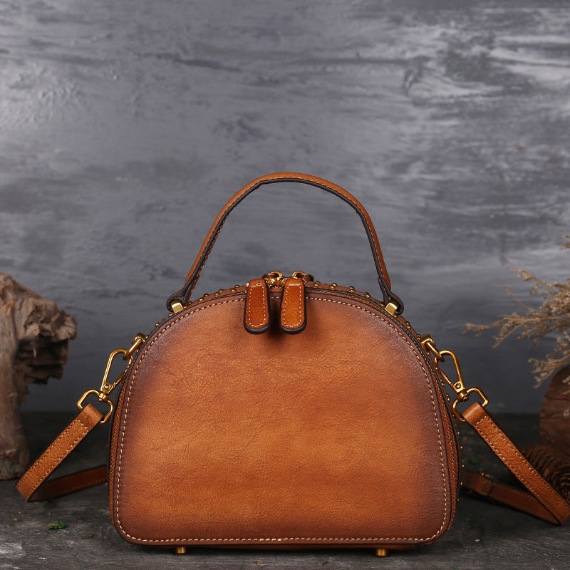 Vintage leather handbag multi-functional suede cowhide Hanzuva