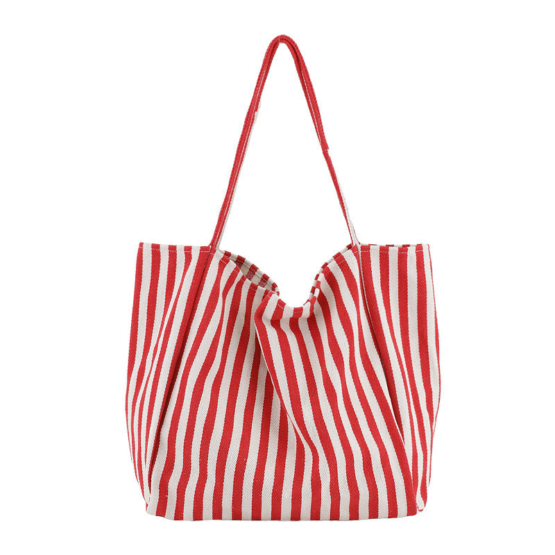 Striped Canvas Bags High Capacity Shoulder Bags For Women Fashion Shopper Handbags Casual Shopping Totes Hanzuva