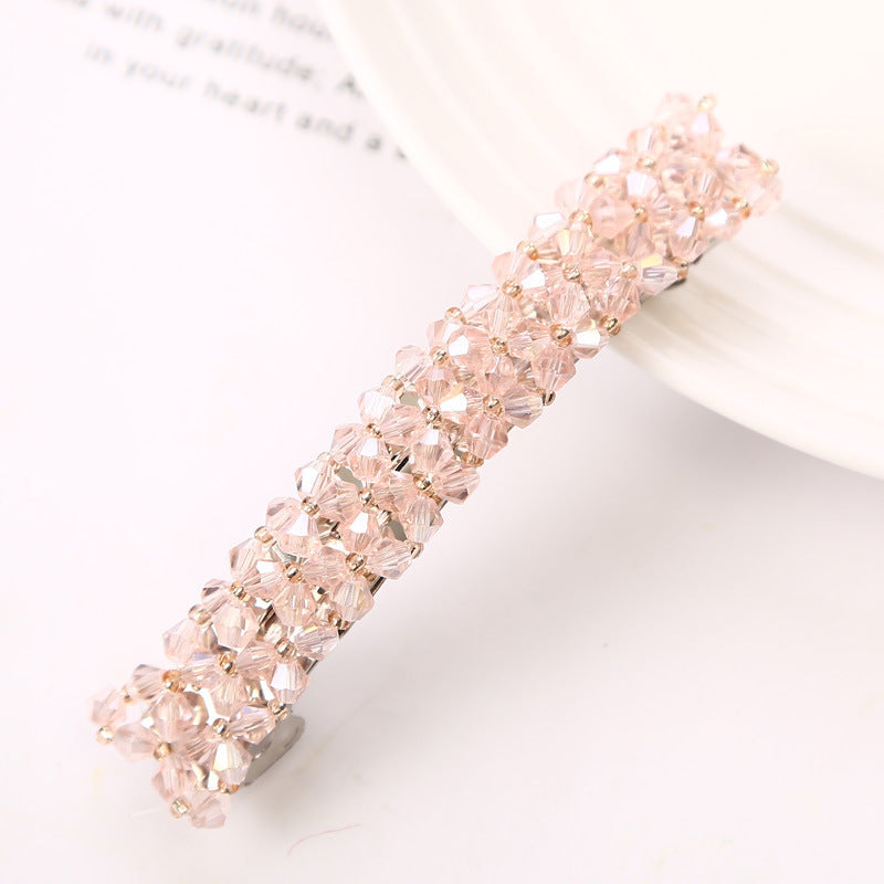 Simple Crystal Crystal Fishing Line Braided Spring Clip Barrettes