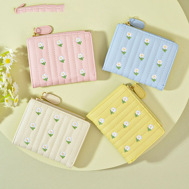 Cute Embroidered Women's Wallet Simple And Short Off