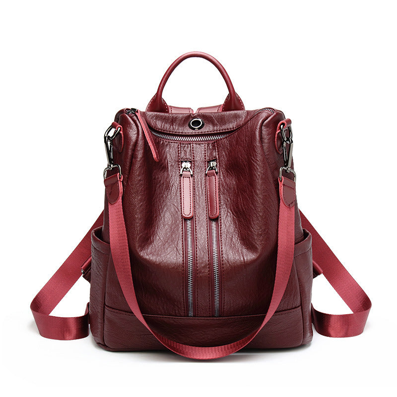 All-in-one multifunctional soft leather backpack