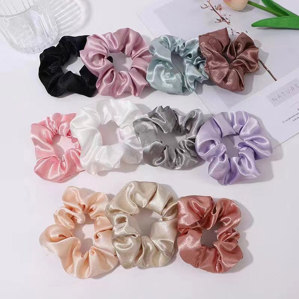Solid Color Crystal Satin Large Intestine Hair Ring Hanzuva