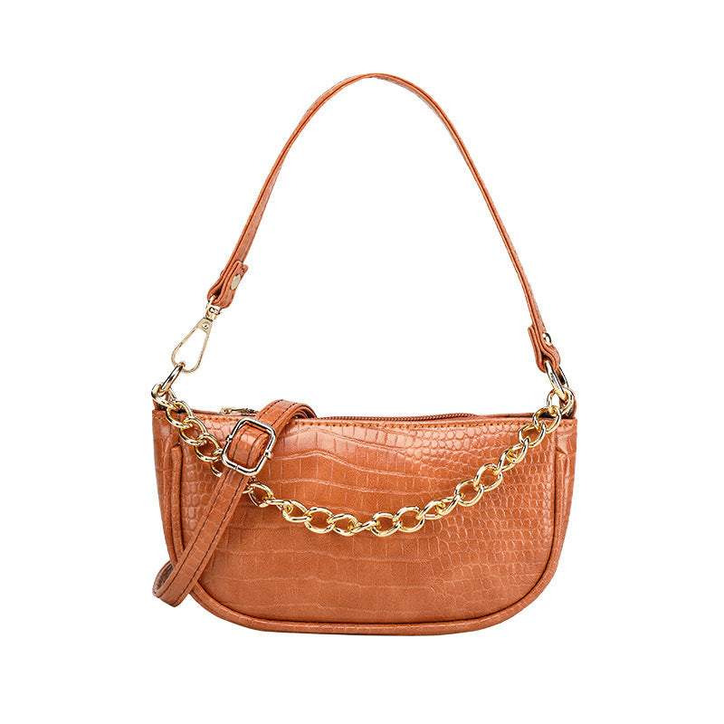Solid color leather chain underarm bag Hanzuva