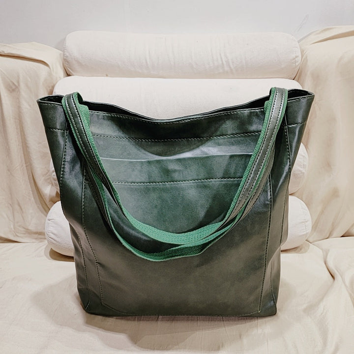 Women's Soft Leather Portable Shoulder With Pocket Vintage Bag Hanzuva