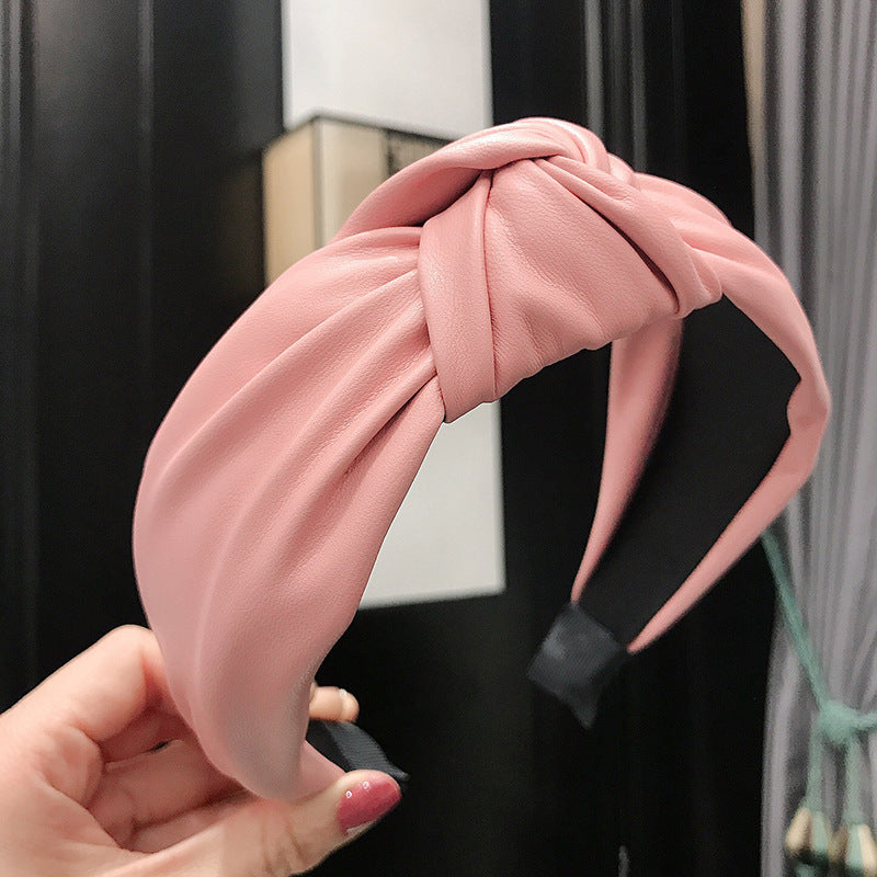 PU imitation leather knotted headband