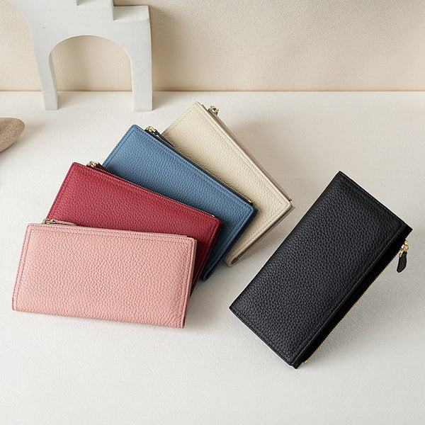 Women's Cowhide Anti-magnetic Anti-theft Long Wallet Hanzuva