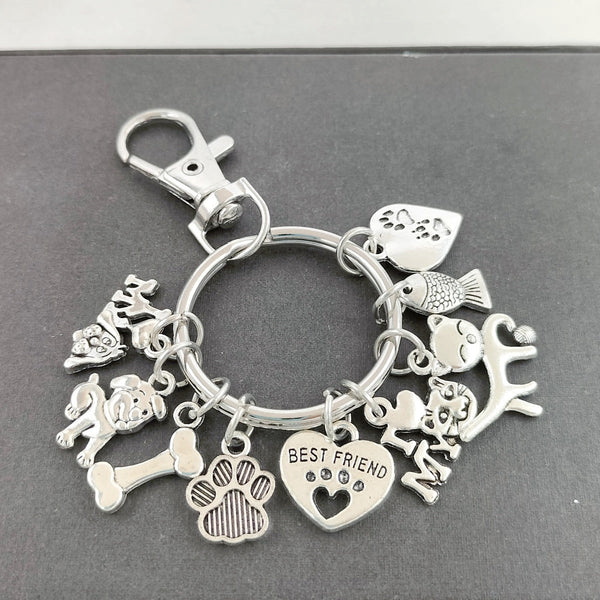 Dog Bones Cat Fish Footprints Dog's Paw Best Friend Pet Key Ring Hanzuva