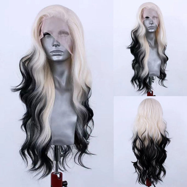 Light Gold Black Gradient Synthetic High Temperature Silk Role-playing Hair Hanzuva