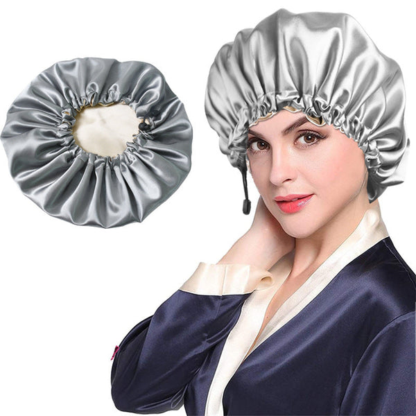 Shower Cap Soft Silk Dual-use Bath Cap Chemotherapy Cap Hanzuva