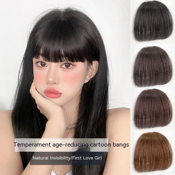 Natural Forehead Artificial Hair Straight Bangs Wig Set Seamless Invisible Wig Set Hanzuva