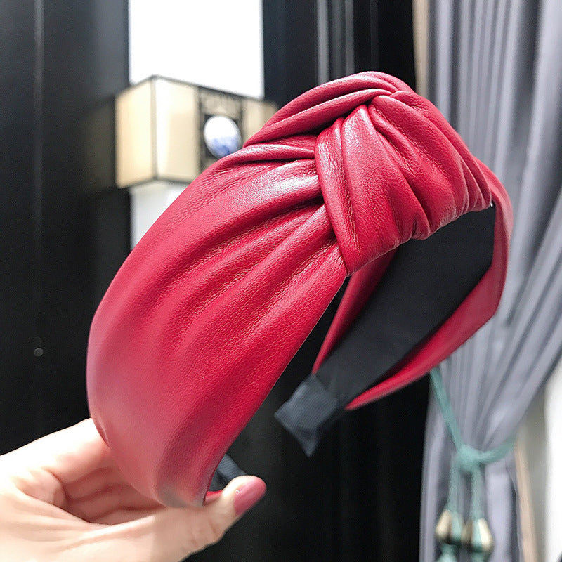 PU imitation leather knotted headband