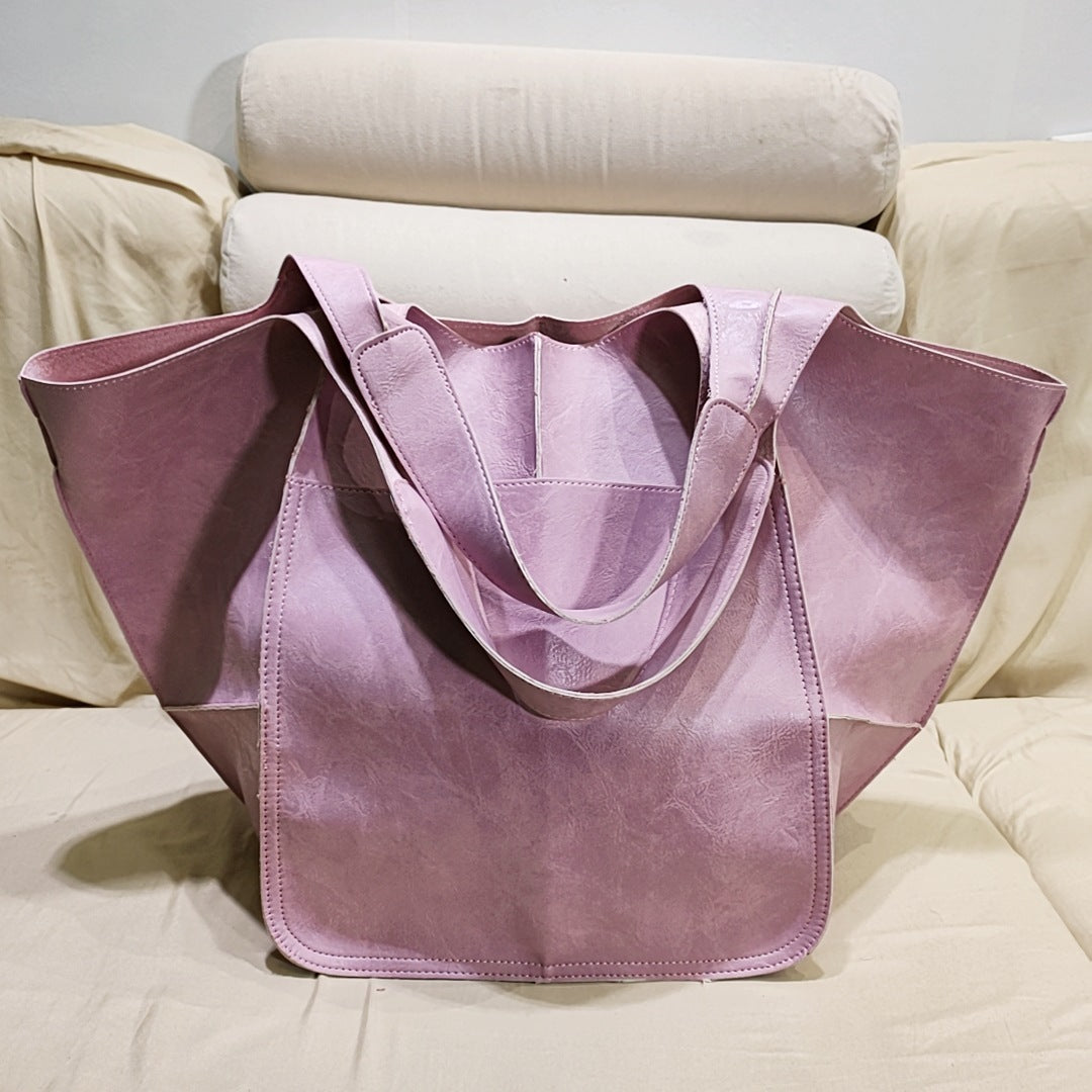 Vintage Large Capacity Handbags PU Soft Leather Big Bag Designer Luxury Women Shoulder Bag Beach On Vacation Woman Tote Bag Hanzuva