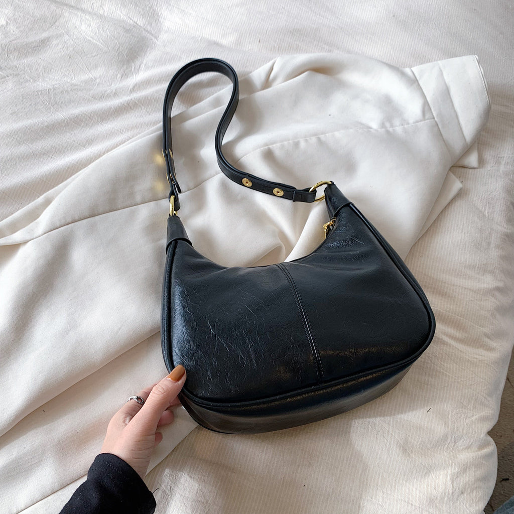 Underarm Bag Oil Wax Leather Trendy Texture One-shoulder Crossboby Bag Women's Bag