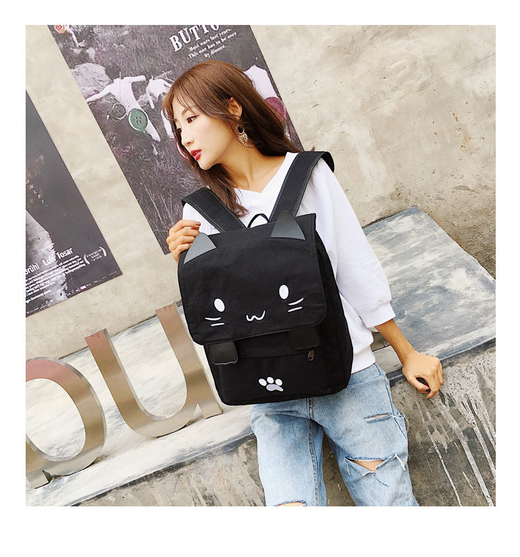 Cute Cat Canvas Backpack Hanzuva