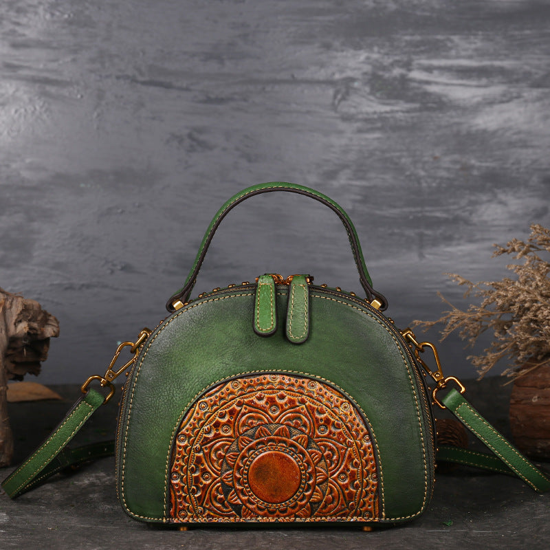 Vintage leather handbag multi-functional suede cowhide Hanzuva