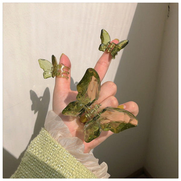 Three Butterfly Clamps For Transparent Forest Girlps Hanzuva