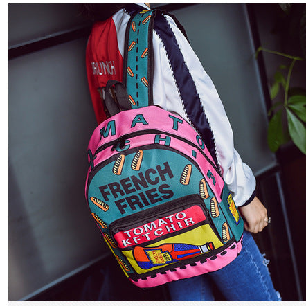 Graffiti print colorful Harajuku Japanese backpack Hanzuva