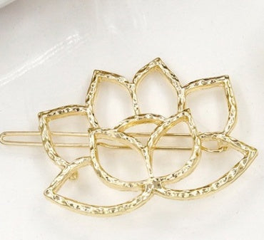 Heart like lotus   metal lotus shape retro hair clip