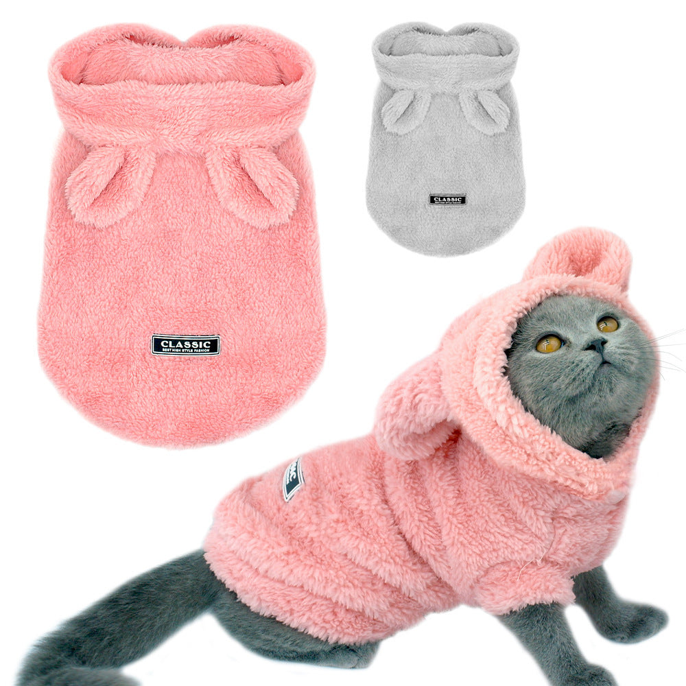 Small dog warm cartoon warm clothes