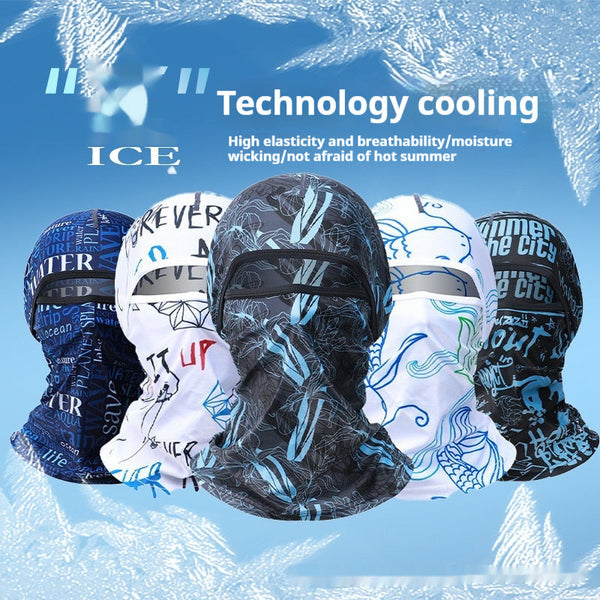 Summer Ice Silk Sun Protection Mask Men's Head Cover Full Face Fishing Sun Protection Scarf Hanzuva