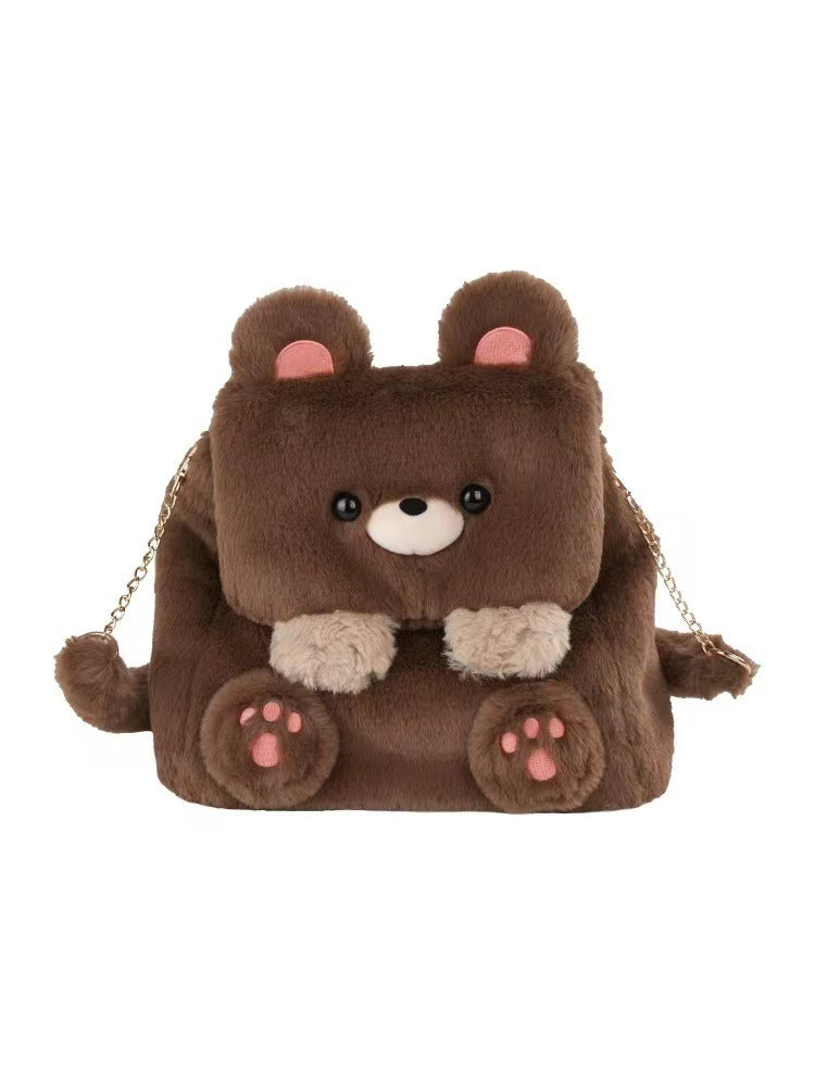 Large Capacity Cute Personality Plush Bear Backpack For Women