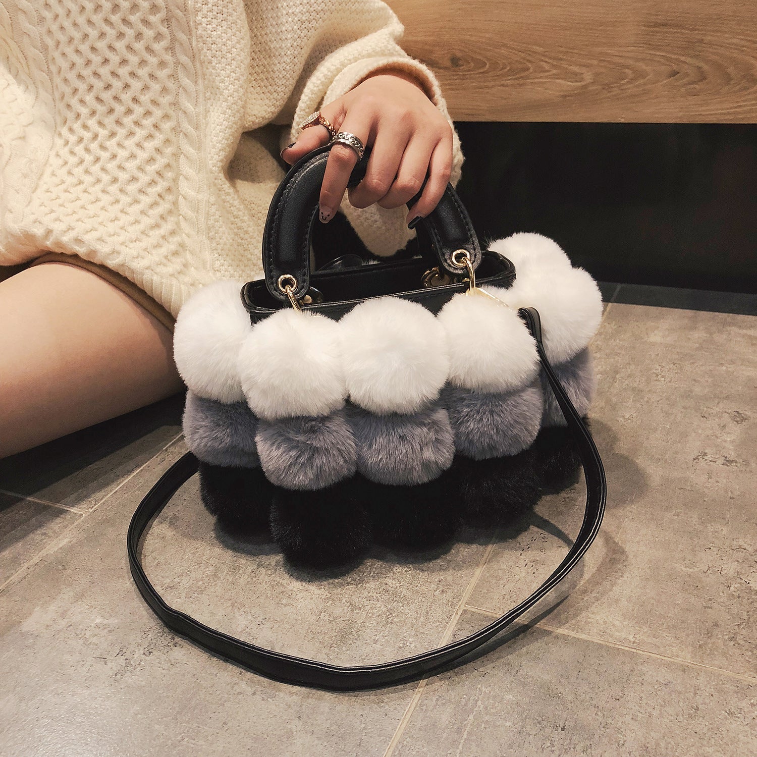 Plush Handbags Winter Plush Shoulder Bag Handbag Trend Messenger Bag Hanzuva