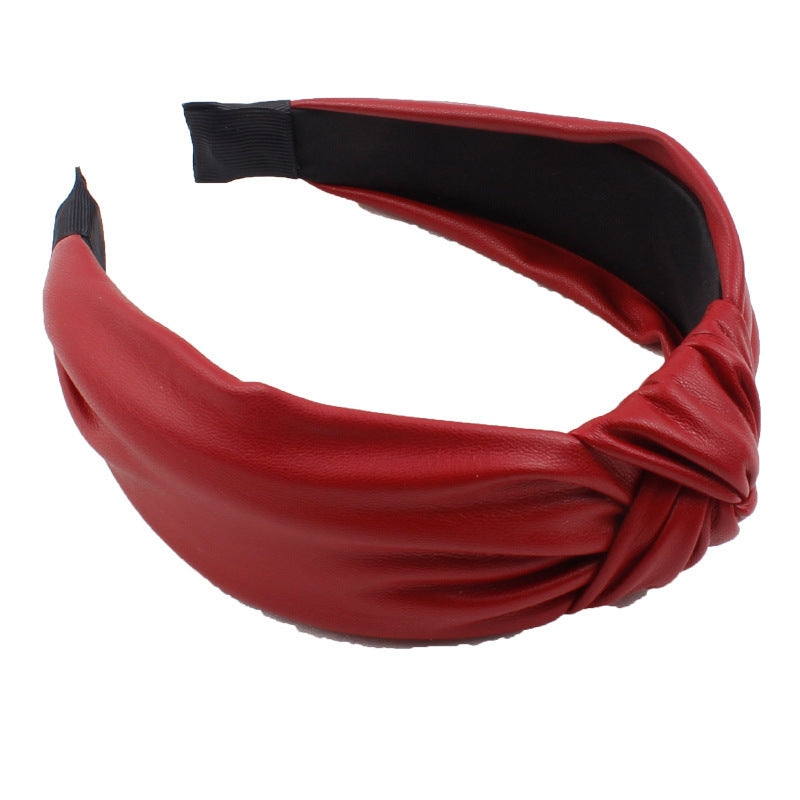 PU imitation leather knotted headband